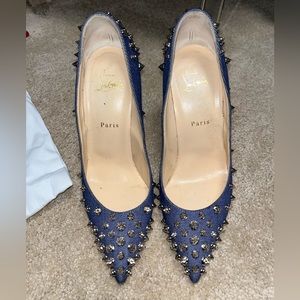 Christian Louboutin denim spiked heels size 40.
